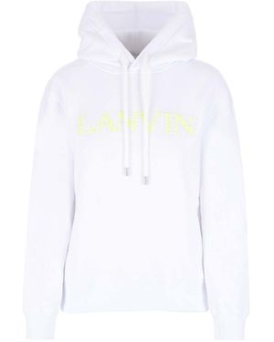 Lanvin Logo Embroidered Drawstring Hoodie - White