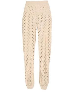 Max Mara High-Waisted Stretch Knit Trousers - Natural