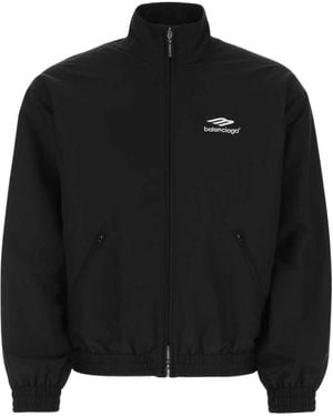 Balenciaga Embroidered-Logo Sports Jacket - Black