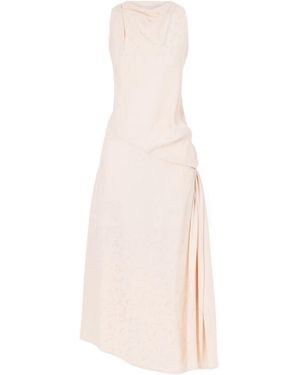 Victoria Beckham Twisted Floral-Jacquard Silk Midi Dress - Pink