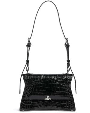 Vivienne Westwood Bianca Embossed Croc S Shoulder Bag Embossed - Black