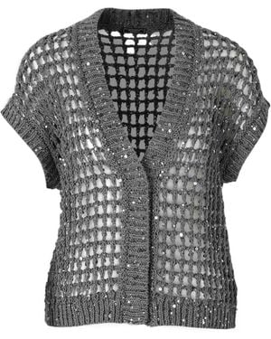 Peserico Short-Sleeved Cardigan - Grey