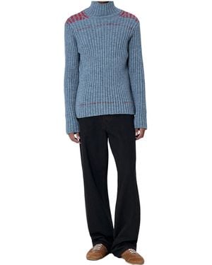 Dries Van Noten Ribbed Turtleneck Jumper - Blue