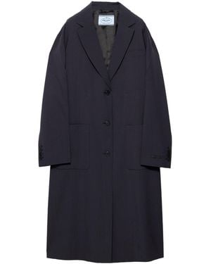 Prada Single-Breasted Light Wool Coat - Blue