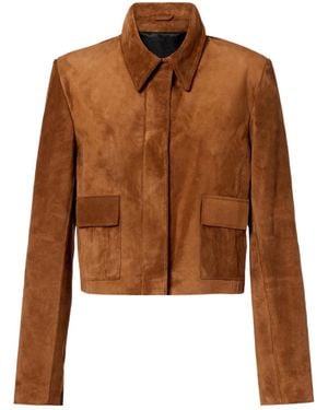 Nour Hammour Bleeker Cropped Suede Jacket - Brown