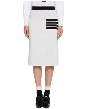 Thom Browne 4-Bar Knitted Midi Skirt - White