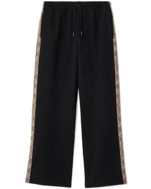 Burberry Check Trim Drawstring Track Trousers - Black