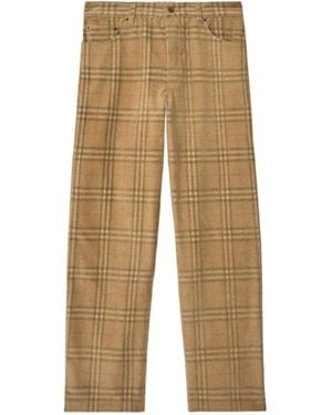 Burberry Checked Corduroy Pants - Natural