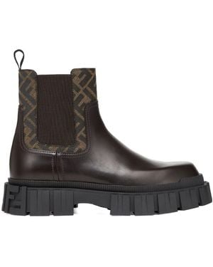 Fendi Force Paneled Chelsea Boots - Brown