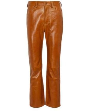 Acne Studios High-Rise Straight Leather Trousers - Brown