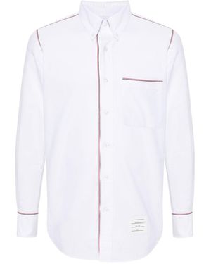 Thom Browne Rwb-Trim Curved Hem Shirt - White