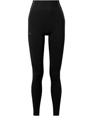 On Shoes Studio Striped Ribbed Stretch Recycled Leggings - Black