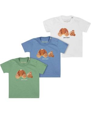 Palm Angels Three-Piece Bear Print T-Shirt Set - Blue