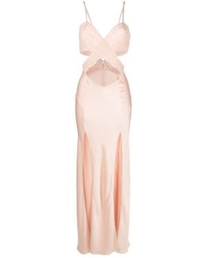 Amen Chantilly-Lace Cut-Out-Detail Gown - Pink
