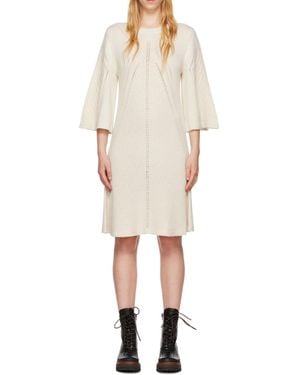 See By Chloé Open-Stitch Ribbed Midi Dress - White
