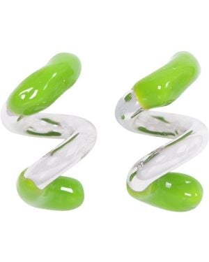 Sunnei Fusillo Logo Engraved Earrings - Green