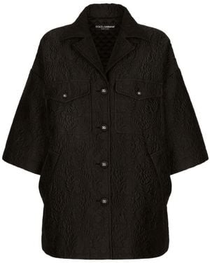 Dolce & Gabbana Floral-Jacquard 3/4 Sleeves Jacket - Black