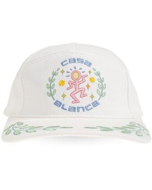 CASABLANCA Embroidered Logo Baseball Hat - White