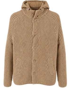 Herno Cable-Knit Hooded Cotton Jacket - Brown