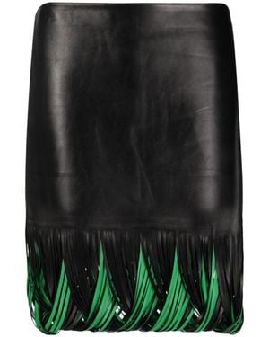 Bottega Veneta Looped-Fringe Leather Mini Skirt - Black