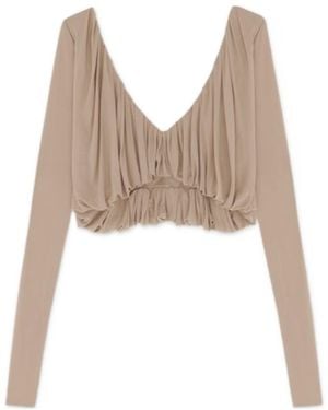Saint Laurent V-Neck Cropped Top - White