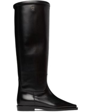 TOTEME Totme Square-Toe Riding Knee-High Boots - Black