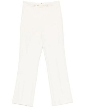 Elisabetta Franchi Cropped Logo-Plaque Trousers - White