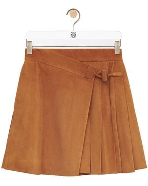 Loewe Buckle Pleated Short Skirt - Brown