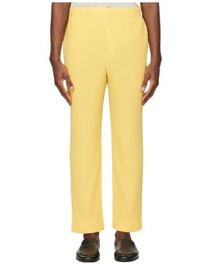 Homme Plissé Issey Miyake Pleated Casual Trousers - Yellow