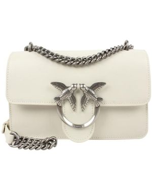 Pinko Love One Chain-Linked Mini Shoulder Bag - White