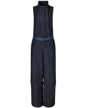 Emporio Armani Belted Sleeveless Jumpsuit - Blue