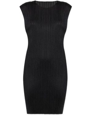 Pleats Please Issey Miyake Pleated Mini Dress - Black