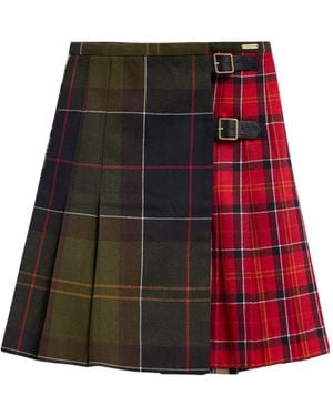 Barbour Plaid Wrap Midi Skirt - Red