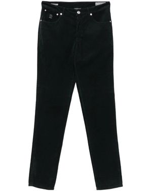 Brunello Cucinelli Logo-Embroidery Corduroy Pants - Black