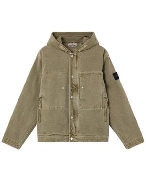 Stone Island Hooded Jacket With Multiple Pockets - Green