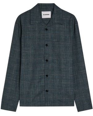 Jil Sander Checked Wool-Blend Shirt - Blue