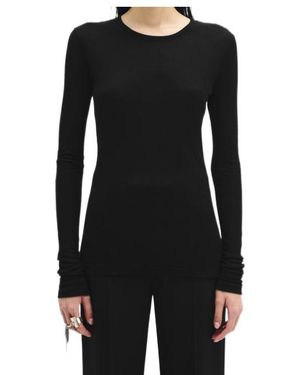 Ann Demeulemeester Fiene Long-Sleeve Ribbed Top - Black