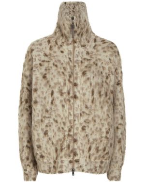 Brunello Cucinelli Lynx-Jacquard Brushed Mohair-Blend Cardigan - Natural