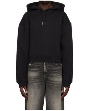 Mugler Spiral Cropped Hoodie - Black