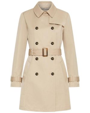 Marella Double-Breasted Technical Cotton Trench Coat - Natural