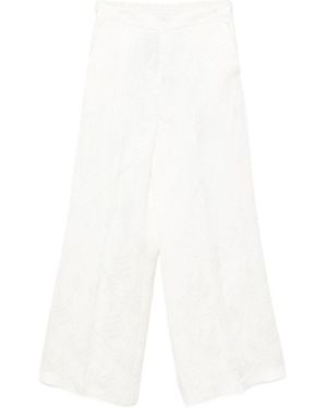 Twinset Jacquard Satin Palazzo Trousers - White