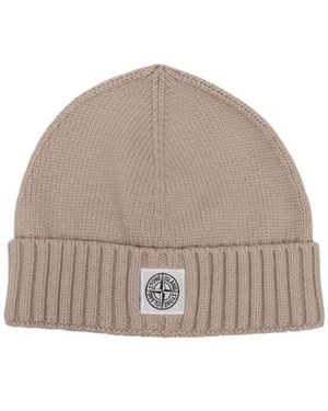 Stone Island Junior Logo Patch Knitted Beanie - Gray