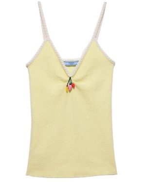 Prada Cotton Bouclé Top - Yellow