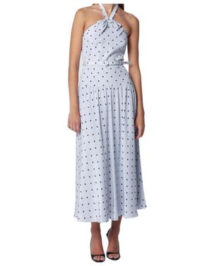 Alessandra Rich Polka Dot Printed Sleeveless Dress - Blue