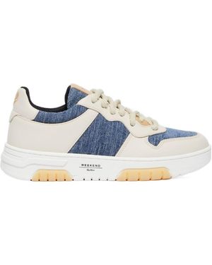 Weekend by Maxmara Denim-Panelled Low-Top Trainers - Blue