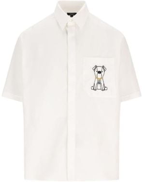 Fendi Logo Embroidered Short Sleeved Shirt - White