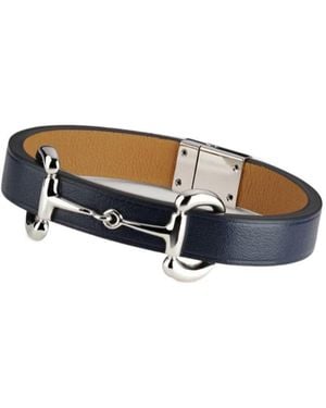 Gucci Leather Bracelet With Horsebit - Blue