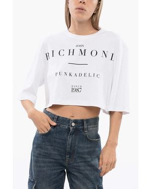 John Richmond Logo-Print Cropped T-Shirt - White