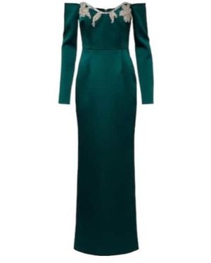 Rebecca Vallance Ellerie Embellished Off-Shoulder Gown - Green
