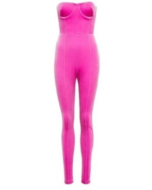 Alex Perry Strapless Velvet Jumpsuit - Pink